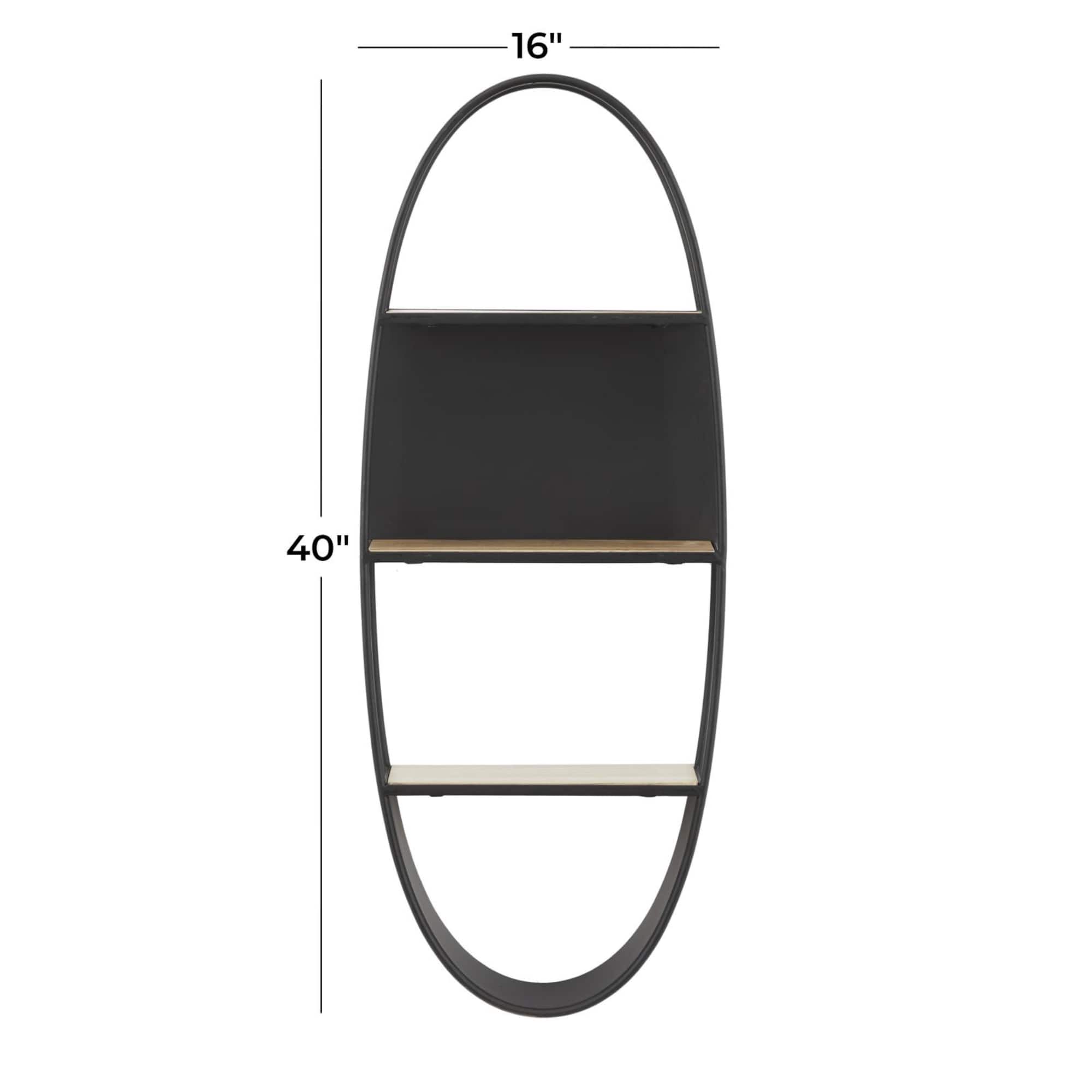 40" Black Contemporary Metal Wall Shelf